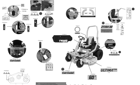 Label Map Diagram and Parts List for ZTXS4-60KH (47RSCAB8A10)(2023) Cub Cadet Lawn Tractor